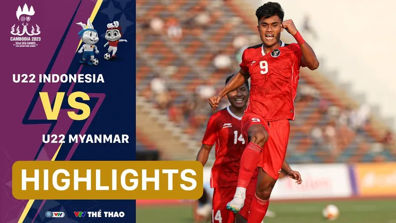 Cầu thủ U22 Indonesia nỗ lực chiến đấu với cầu thủ U22 Myanmar để giành quyền kiểm soát bóng. Cầu thủ U22 Indonesia nỗ lực chiến đấu với cầu thủ U22 Myanmar để giành quyền kiểm soát…